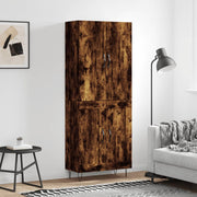 Hoge kast 69,5x34x180 cm bewerkt hout gerookt eiken