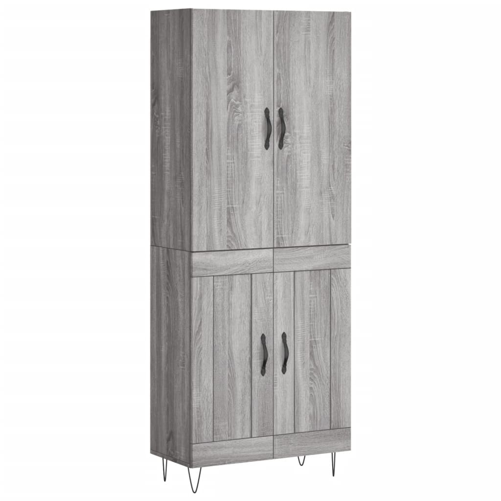 Hoge Kast 69,5X34X180 Cm Bewerkt Hout Eikenkleurig Grijs sonoma