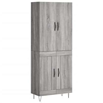 Hoge Kast 69,5X34X180 Cm Bewerkt Hout Eikenkleurig Grijs sonoma