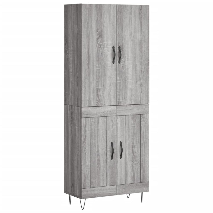 Hoge Kast 69,5X34X180 Cm Bewerkt Hout Eikenkleurig Grijs sonoma