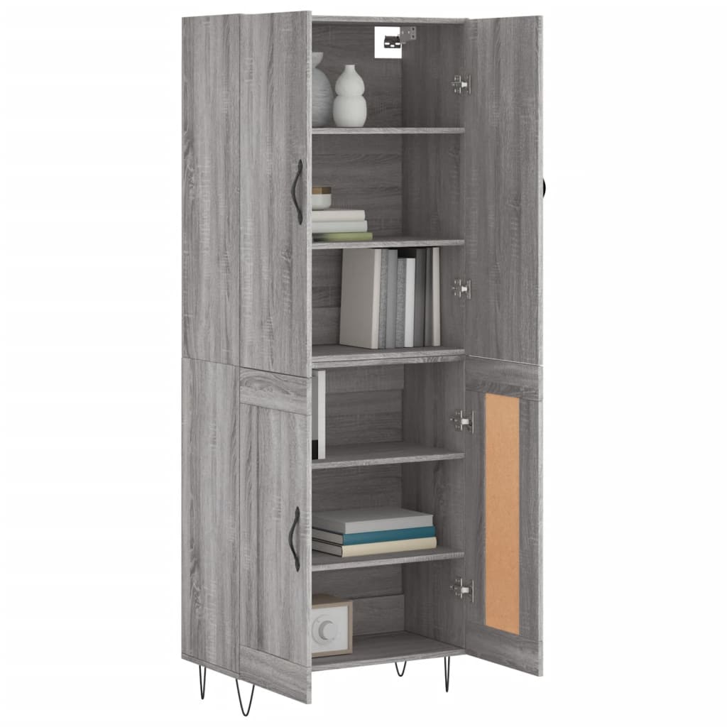 Hoge Kast 69,5X34X180 Cm Bewerkt Hout Eikenkleurig Grijs sonoma