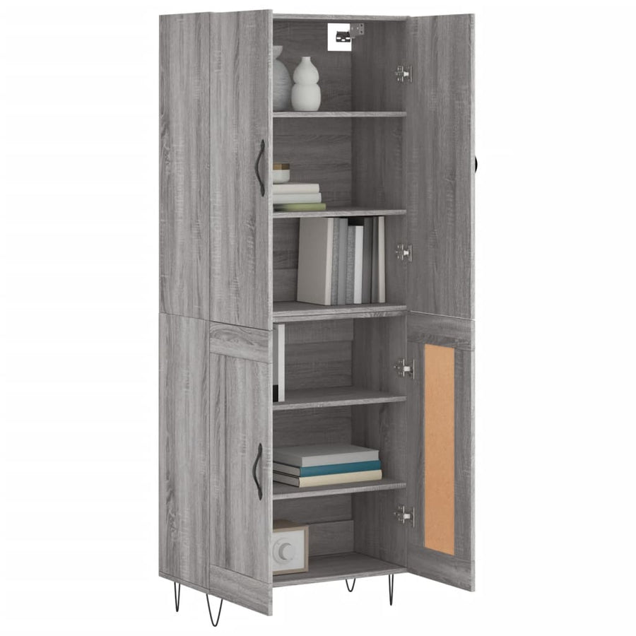 Hoge Kast 69,5X34X180 Cm Bewerkt Hout Eikenkleurig Grijs sonoma