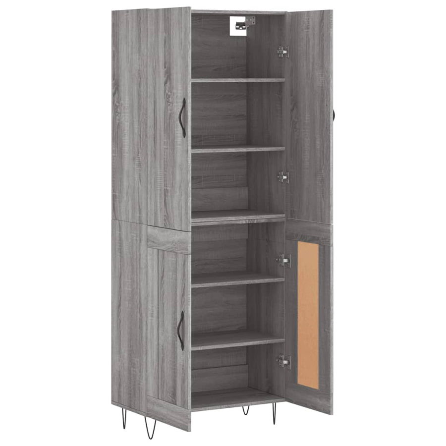 Hoge Kast 69,5X34X180 Cm Bewerkt Hout Eikenkleurig Grijs sonoma