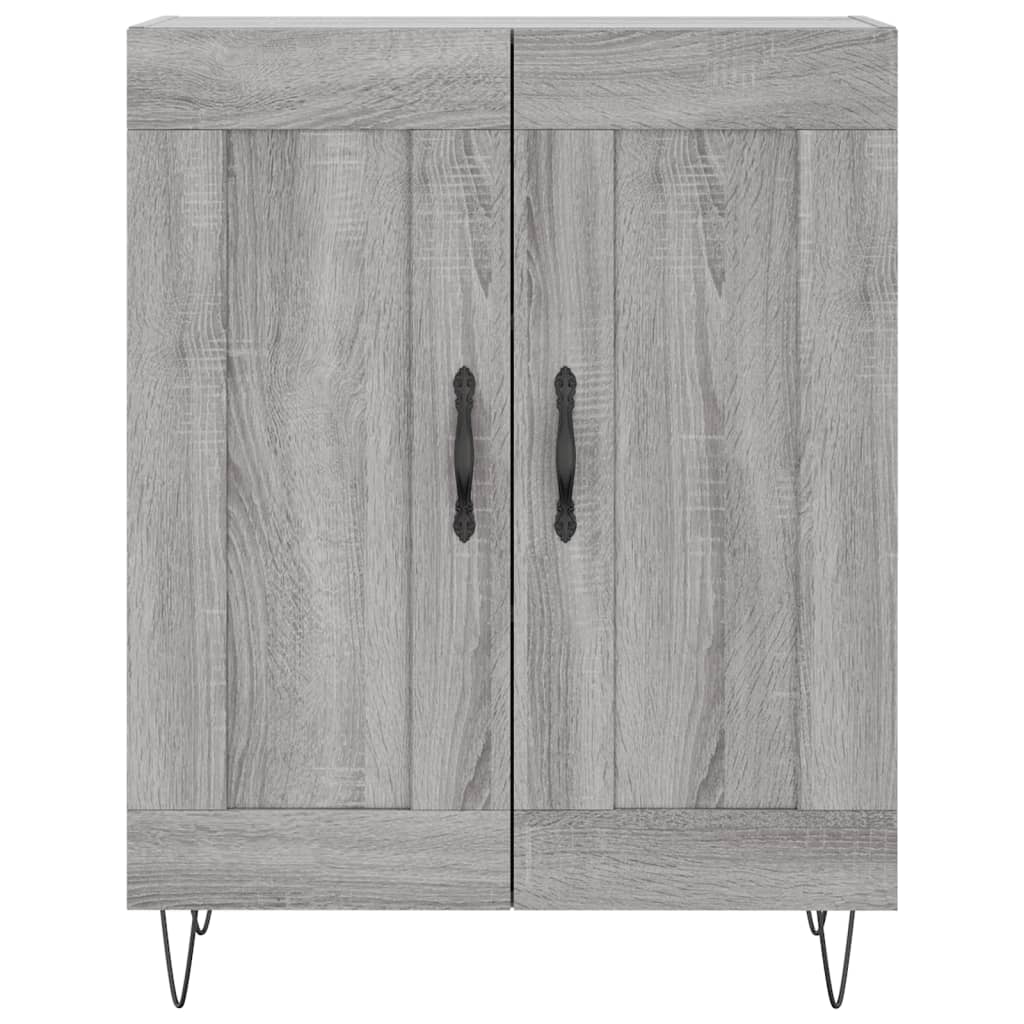Hoge Kast 69,5X34X180 Cm Bewerkt Hout Eikenkleurig Grijs sonoma