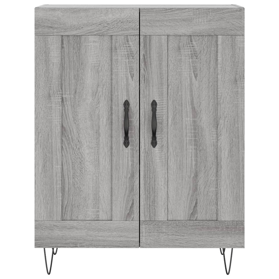 Hoge Kast 69,5X34X180 Cm Bewerkt Hout Eikenkleurig Grijs sonoma