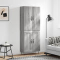 Hoge kast 69,5x34x180 cm bewerkt hout grijs sonoma eikenkleurig
