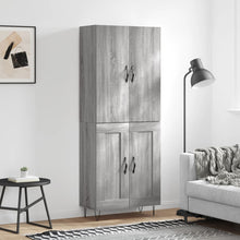 Hoge Kast 69,5X34X180 Cm Bewerkt Hout Eikenkleurig Grijs sonoma