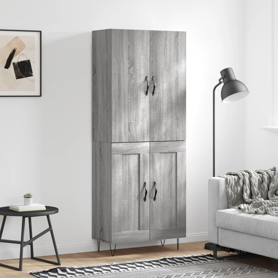 Hoge Kast 69,5X34X180 Cm Bewerkt Hout Eikenkleurig Grijs sonoma