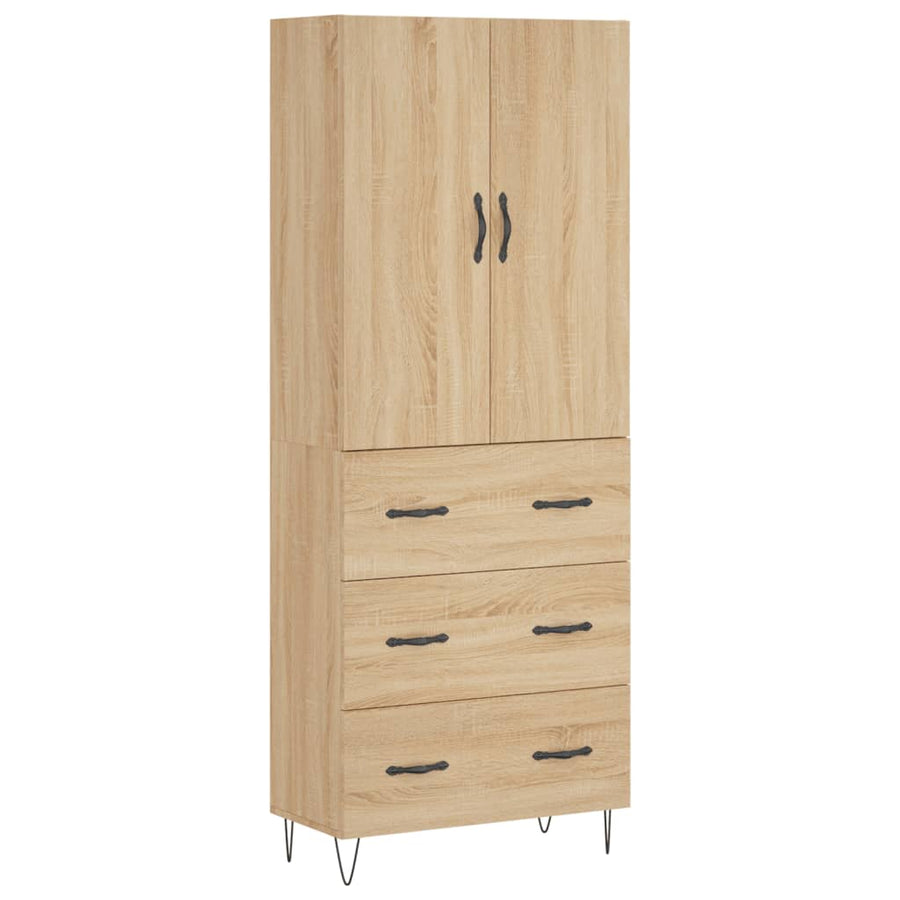 Hoge Kast 69,5X34X180 Cm Bewerkt Hout Kleurig Sonoma eiken