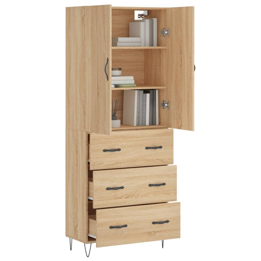 Hoge Kast 69,5X34X180 Cm Bewerkt Hout Kleurig Sonoma eiken
