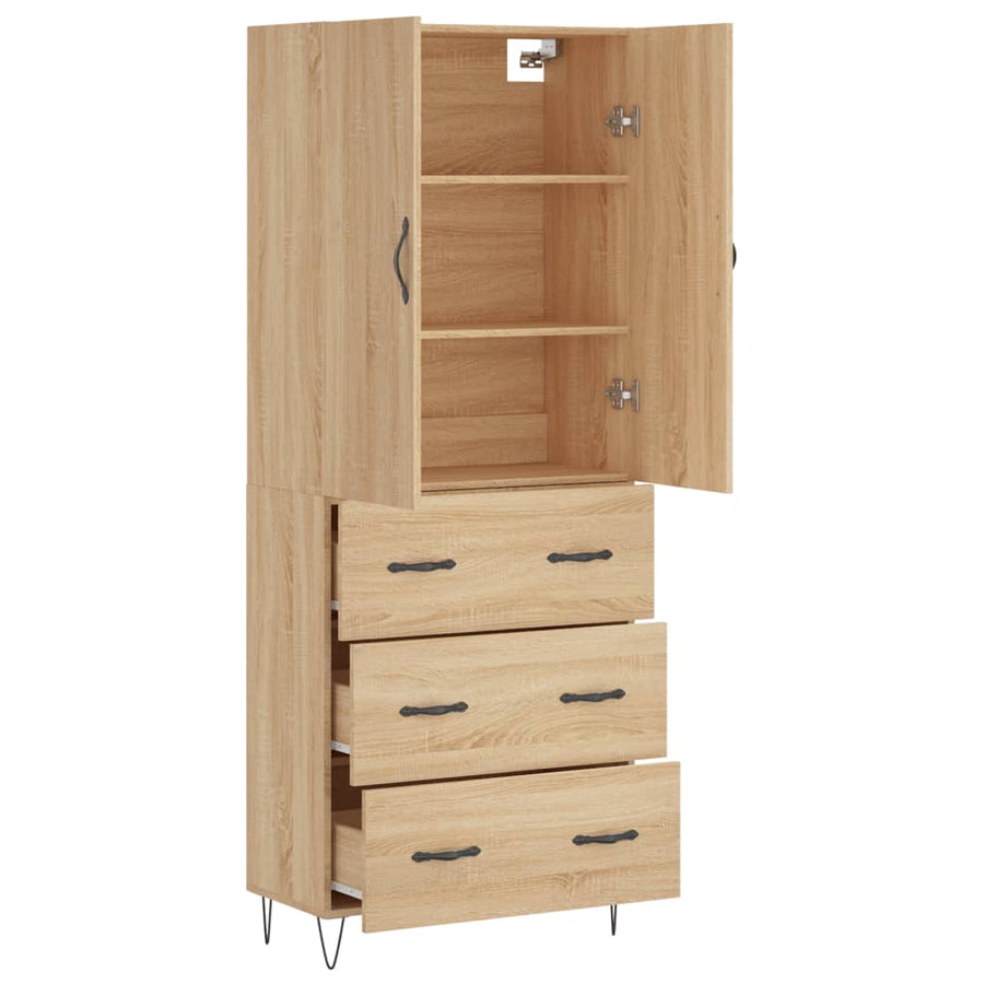 Hoge Kast 69,5X34X180 Cm Bewerkt Hout Kleurig Sonoma eiken