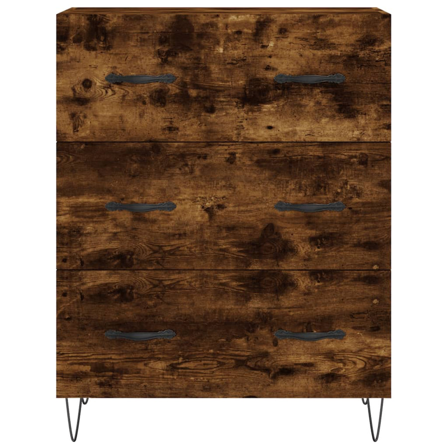 Hoge Kast 69,5X34X180 Cm Bewerkt Hout Gerookt Eikenkleurig