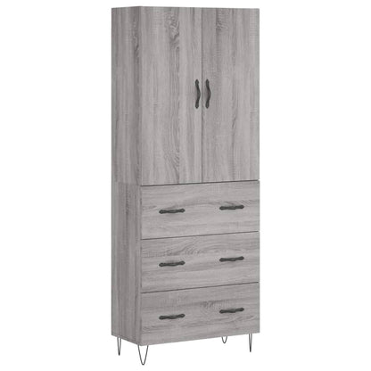Hoge kast 69,5x34x180 cm bewerkt hout grijs sonoma eikenkleurig
