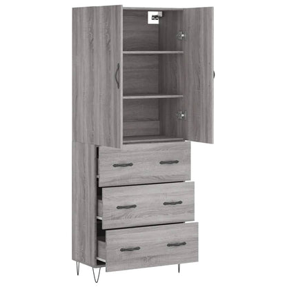 Hoge kast 69,5x34x180 cm bewerkt hout grijs sonoma eikenkleurig