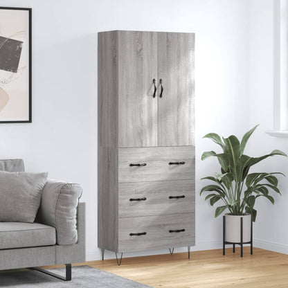 Hoge kast 69,5x34x180 cm bewerkt hout grijs sonoma eikenkleurig