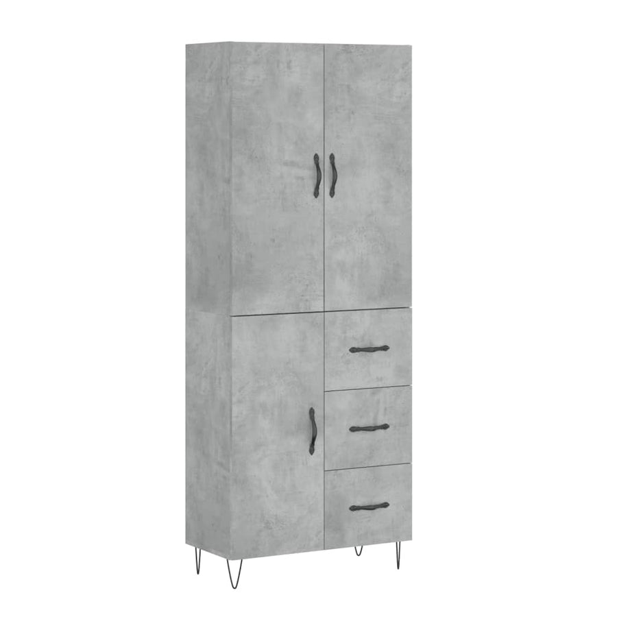 Hoge Kast 69,5X34X180 Cm Bewerkt Hout Betongrijs