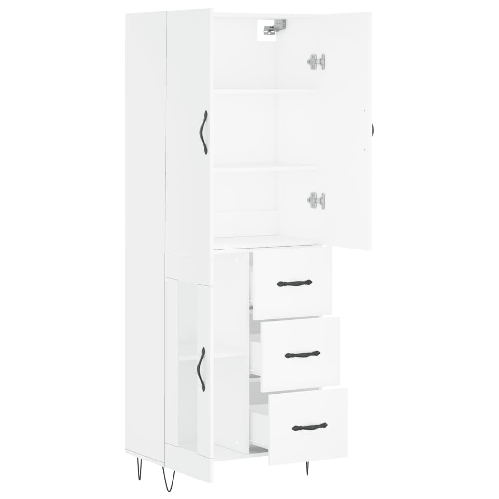 Hoge Kast 69,5X34X180 Cm Bewerkt Hout Wit