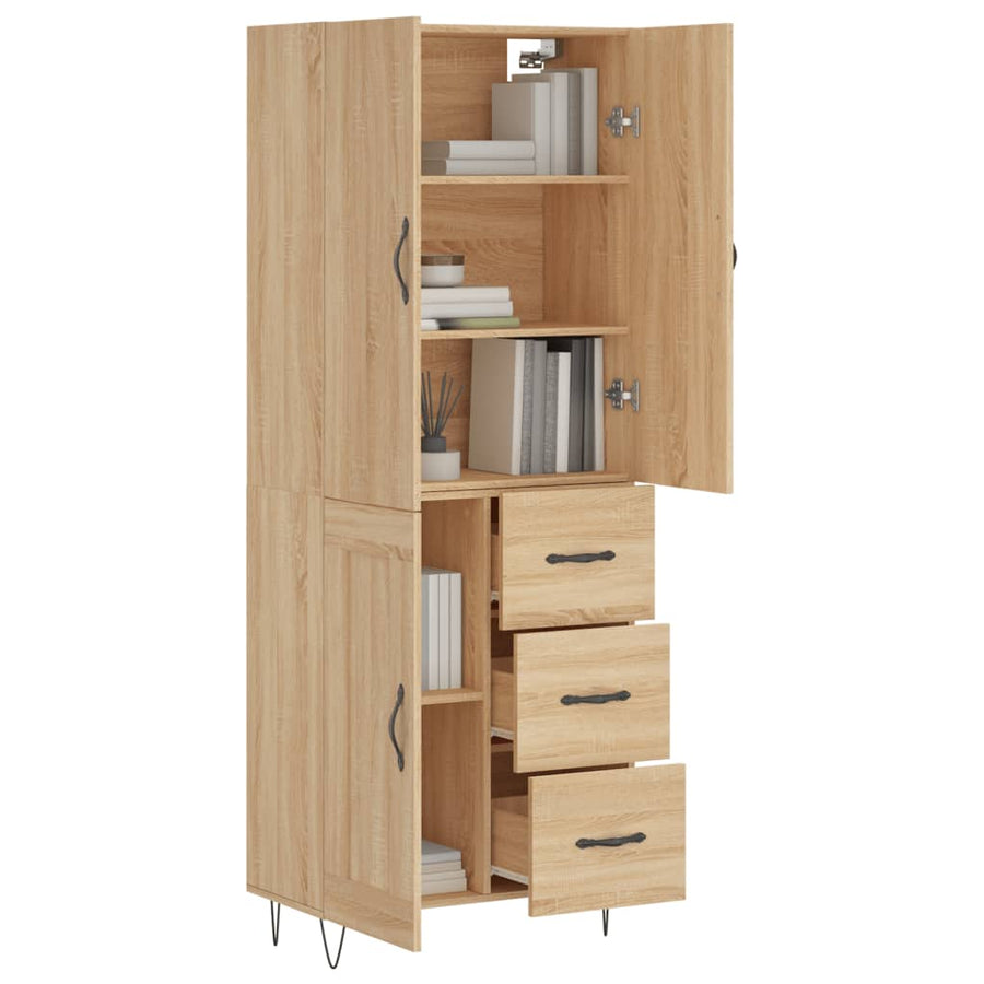 Hoge kast 69,5x34x180 cm bewerkt hout sonoma eikenkleurig