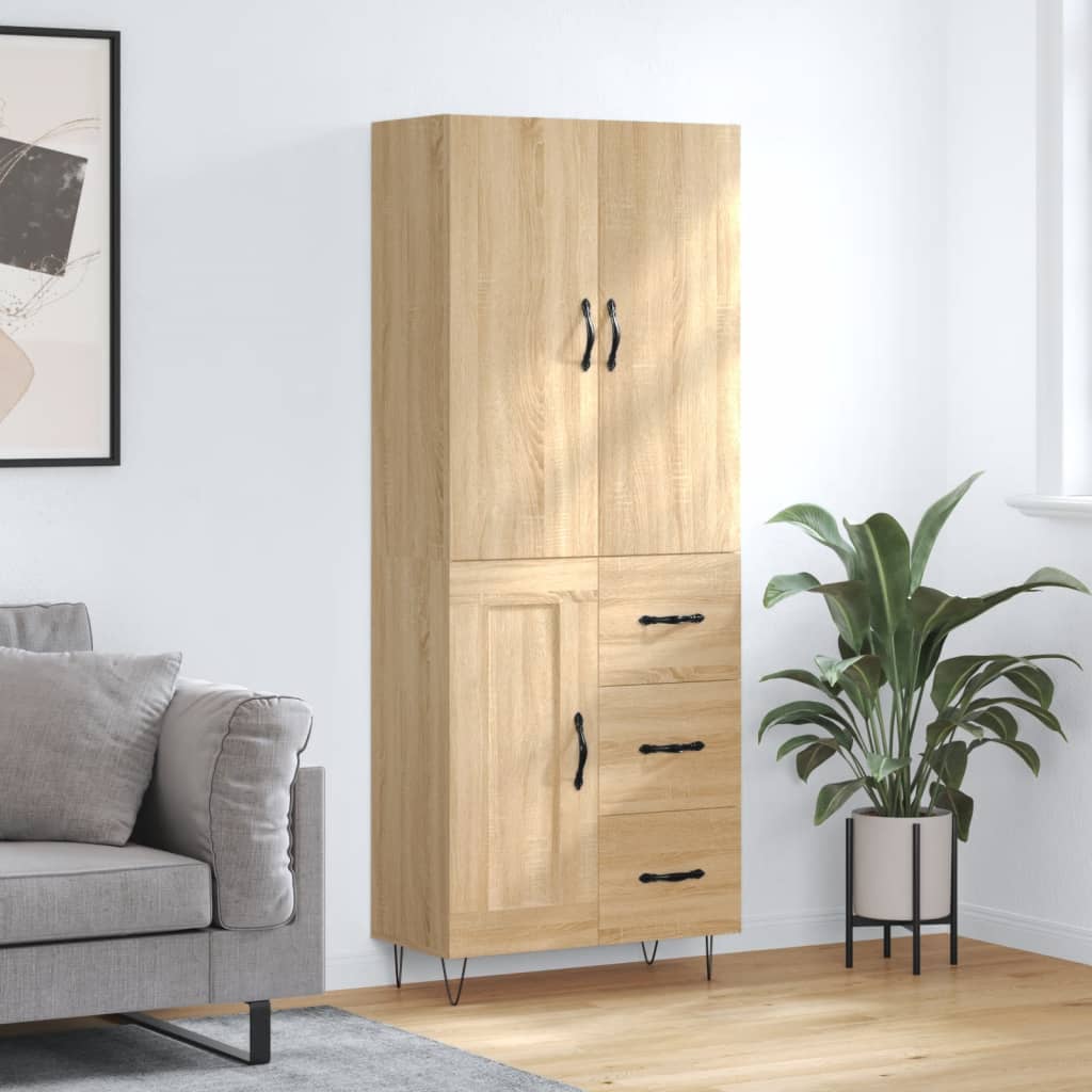 Hoge kast 69,5x34x180 cm bewerkt hout sonoma eikenkleurig