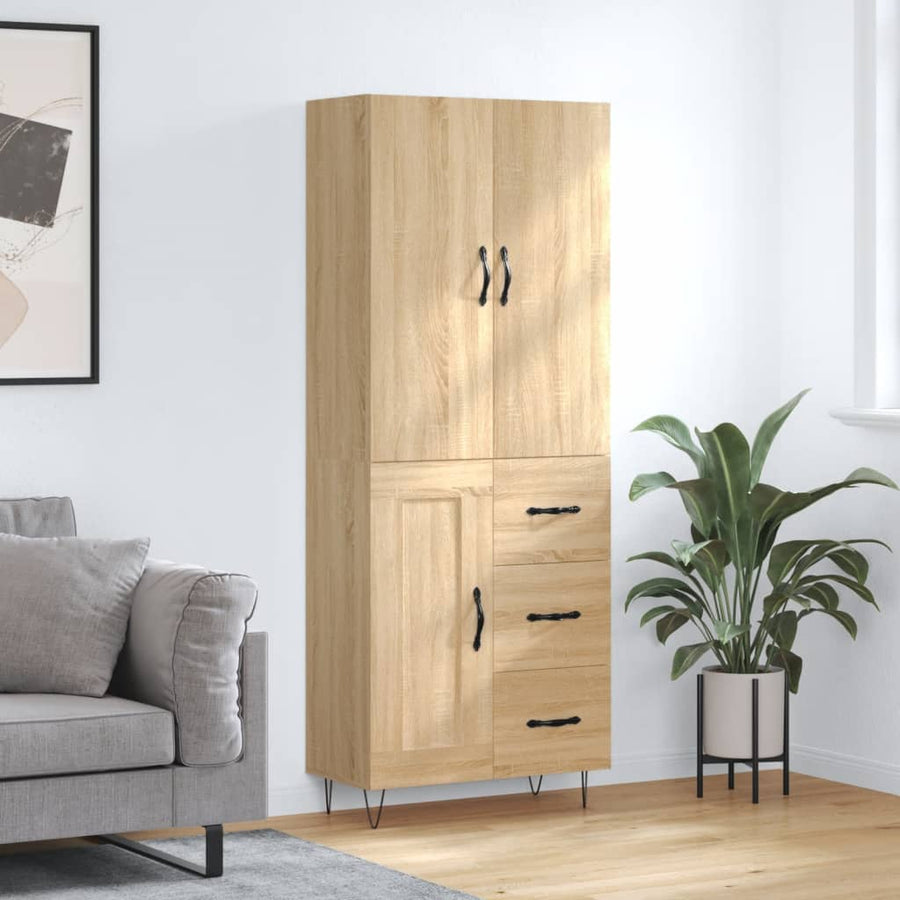 Hoge kast 69,5x34x180 cm bewerkt hout sonoma eikenkleurig