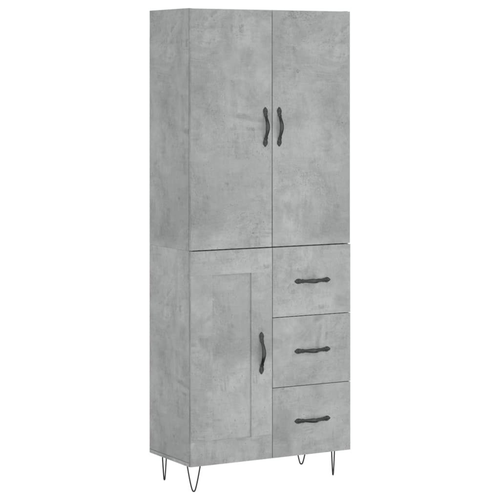 Hoge Kast 69,5X34X180 Cm Bewerkt Hout Betongrijs
