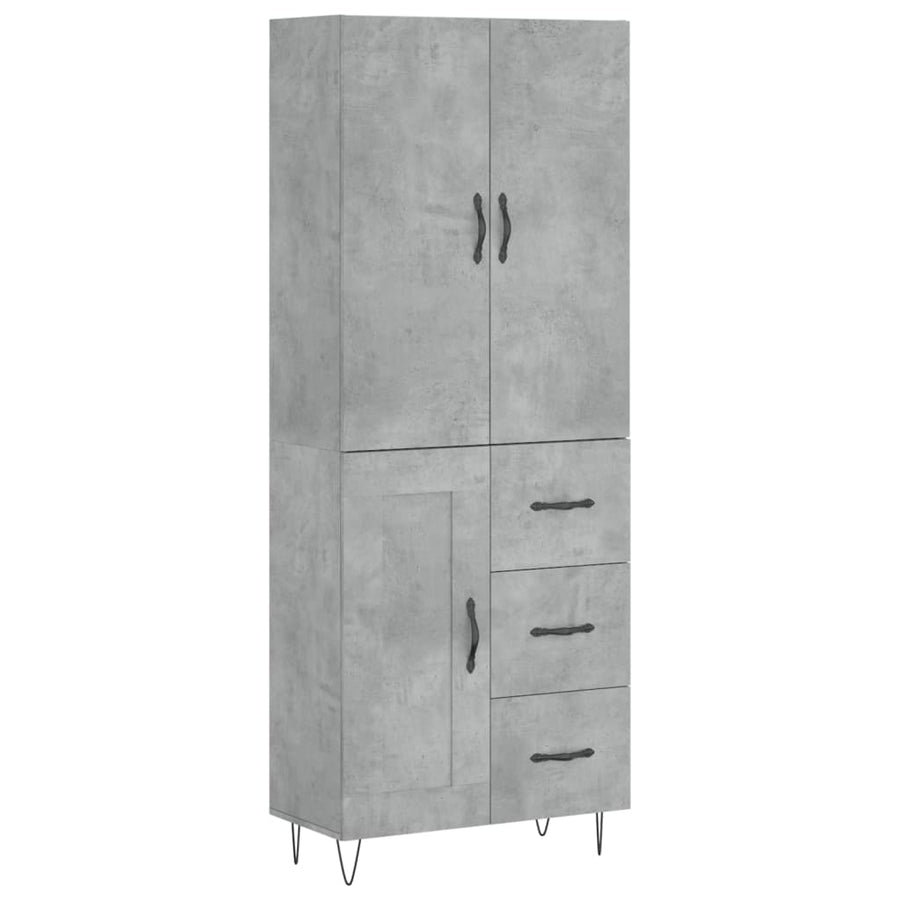 Hoge Kast 69,5X34X180 Cm Bewerkt Hout Betongrijs