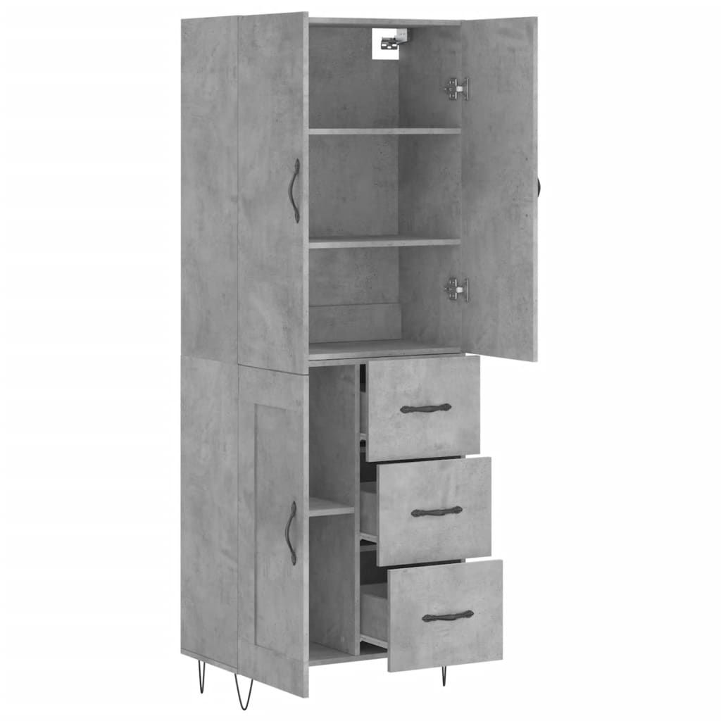 Hoge Kast 69,5X34X180 Cm Bewerkt Hout Betongrijs