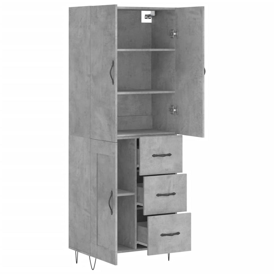 Hoge Kast 69,5X34X180 Cm Bewerkt Hout Betongrijs