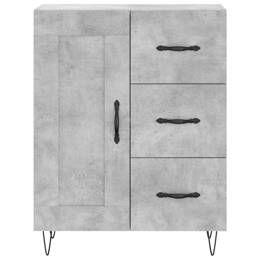 Hoge Kast 69,5X34X180 Cm Bewerkt Hout Betongrijs