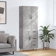 Hoge kast 69,5x34x180 cm bewerkt hout betongrijs