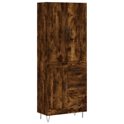 Hoge Kast 69,5X34X180 Cm Bewerkt Hout Kleurig Gerookt eiken