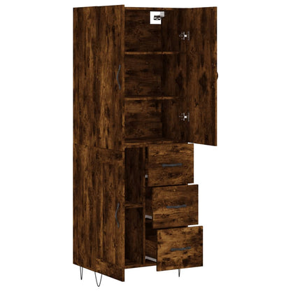 Hoge Kast 69,5X34X180 Cm Bewerkt Hout Kleurig Gerookt eiken