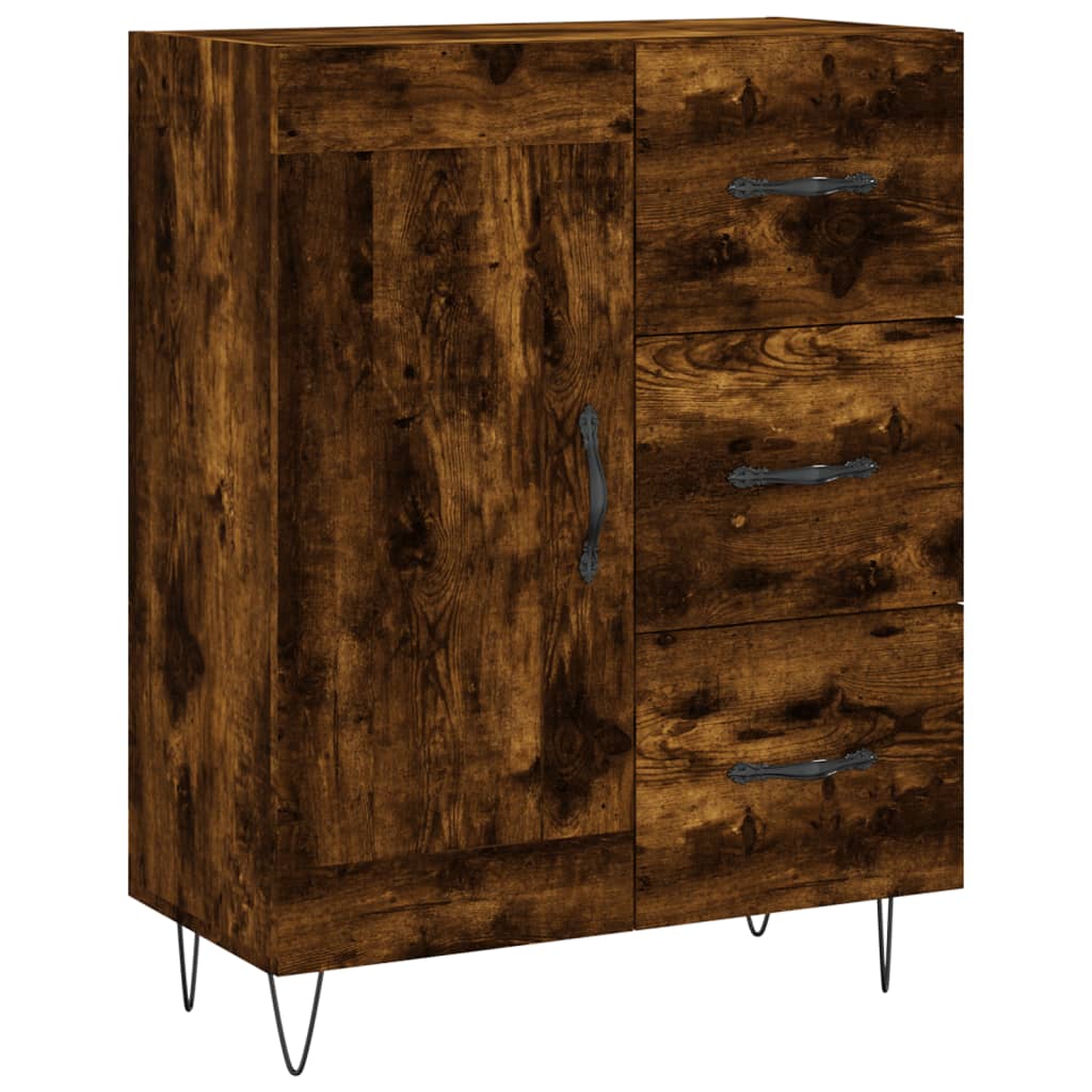 Hoge Kast 69,5X34X180 Cm Bewerkt Hout Kleurig Gerookt eiken
