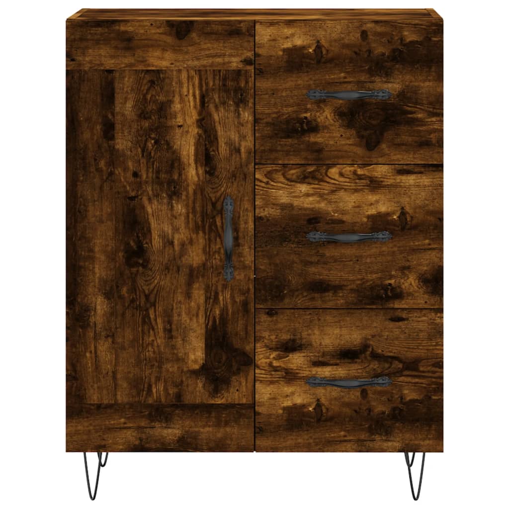 Hoge Kast 69,5X34X180 Cm Bewerkt Hout Kleurig Gerookt eiken