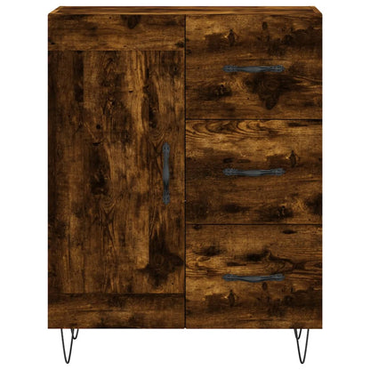 Hoge Kast 69,5X34X180 Cm Bewerkt Hout Kleurig Gerookt eiken