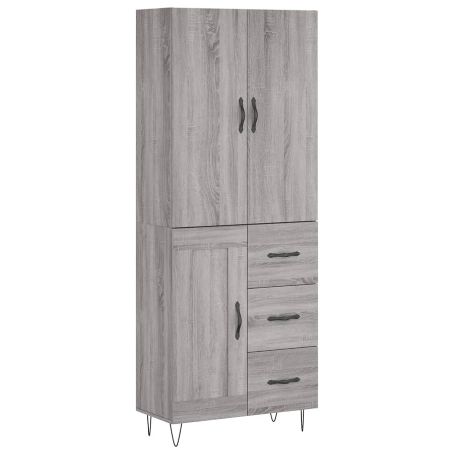 Hoge Kast 69,5X34X180 Cm Bewerkt Hout Eikenkleurig Grijs sonoma