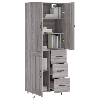 Hoge Kast 69,5X34X180 Cm Bewerkt Hout Eikenkleurig Grijs sonoma
