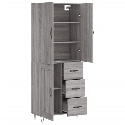 Hoge Kast 69,5X34X180 Cm Bewerkt Hout Eikenkleurig Grijs sonoma