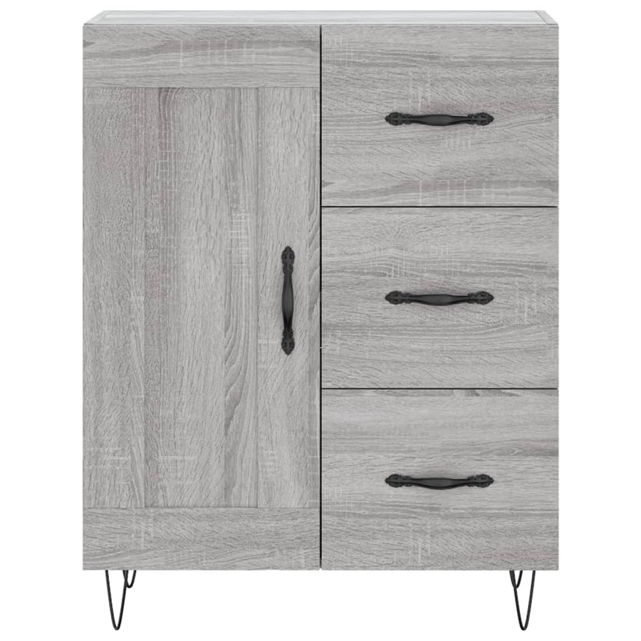 Hoge Kast 69,5X34X180 Cm Bewerkt Hout Eikenkleurig Grijs sonoma