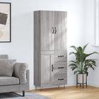Hoge kast 69,5x34x180 cm bewerkt hout grijs