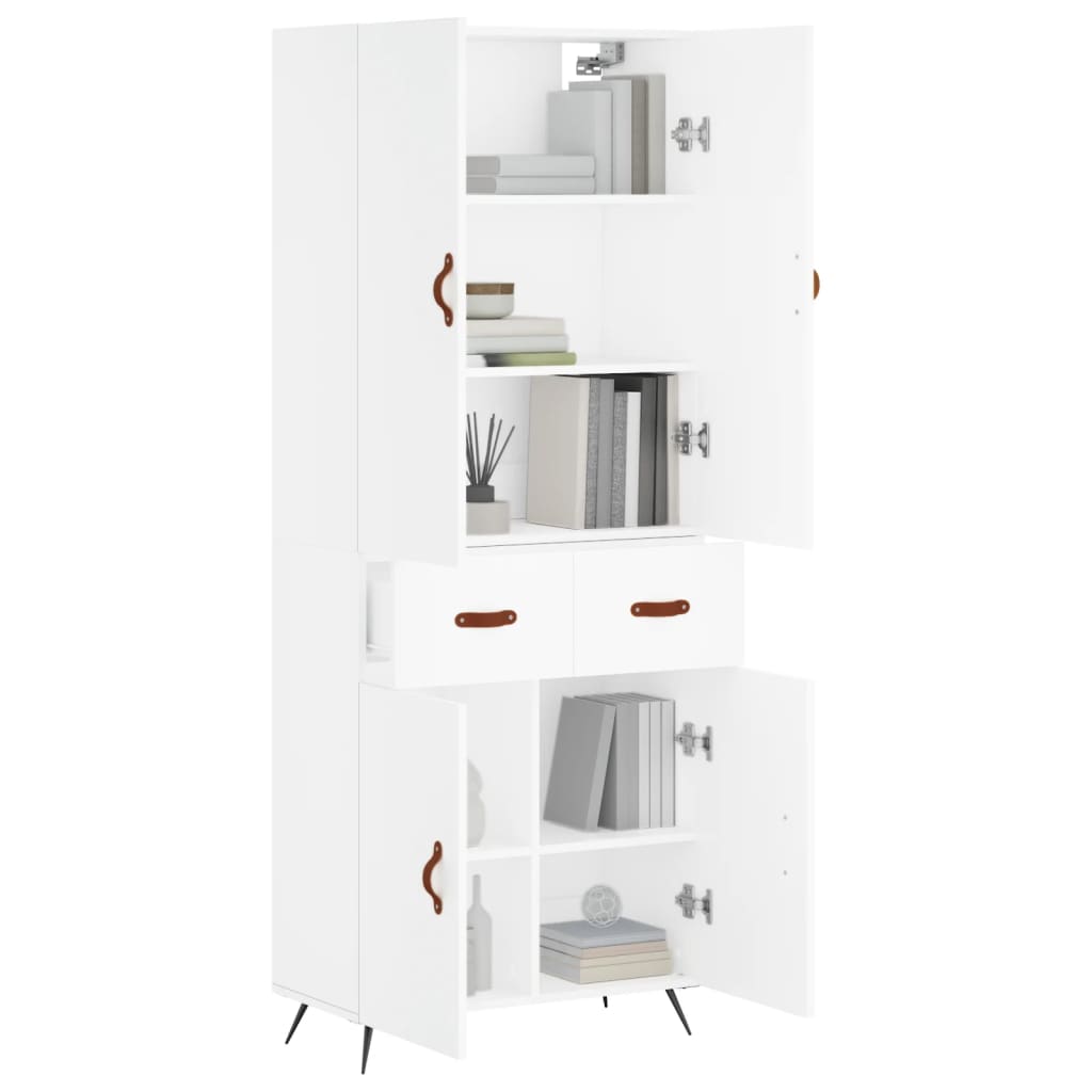 Hoge Kast 69,5X34X180 Cm Bewerkt Hout Wit