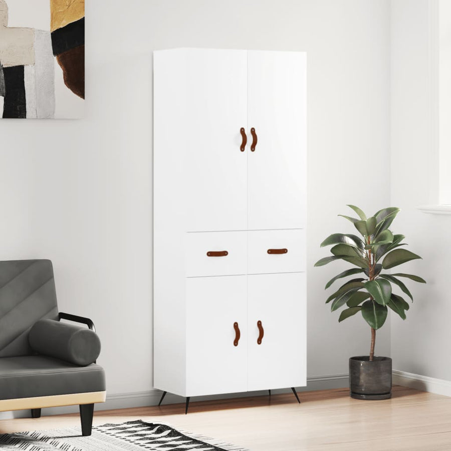 Hoge Kast 69,5X34X180 Cm Bewerkt Hout Wit