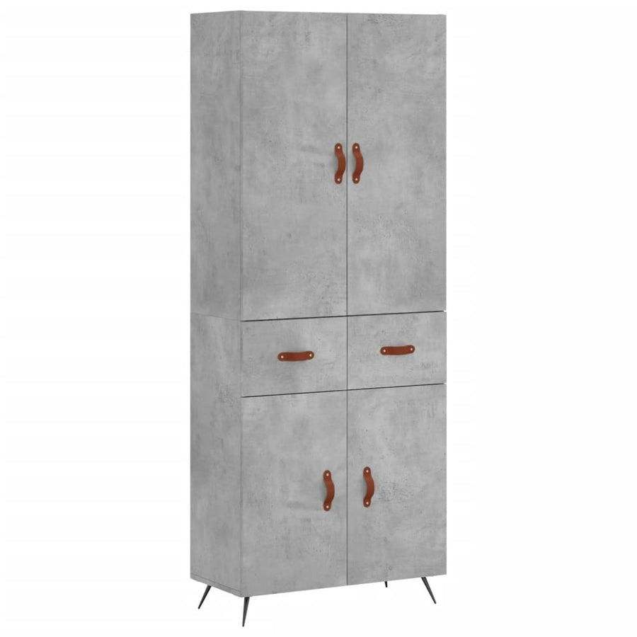 Hoge Kast 69,5X34X180 Cm Bewerkt Hout Betongrijs