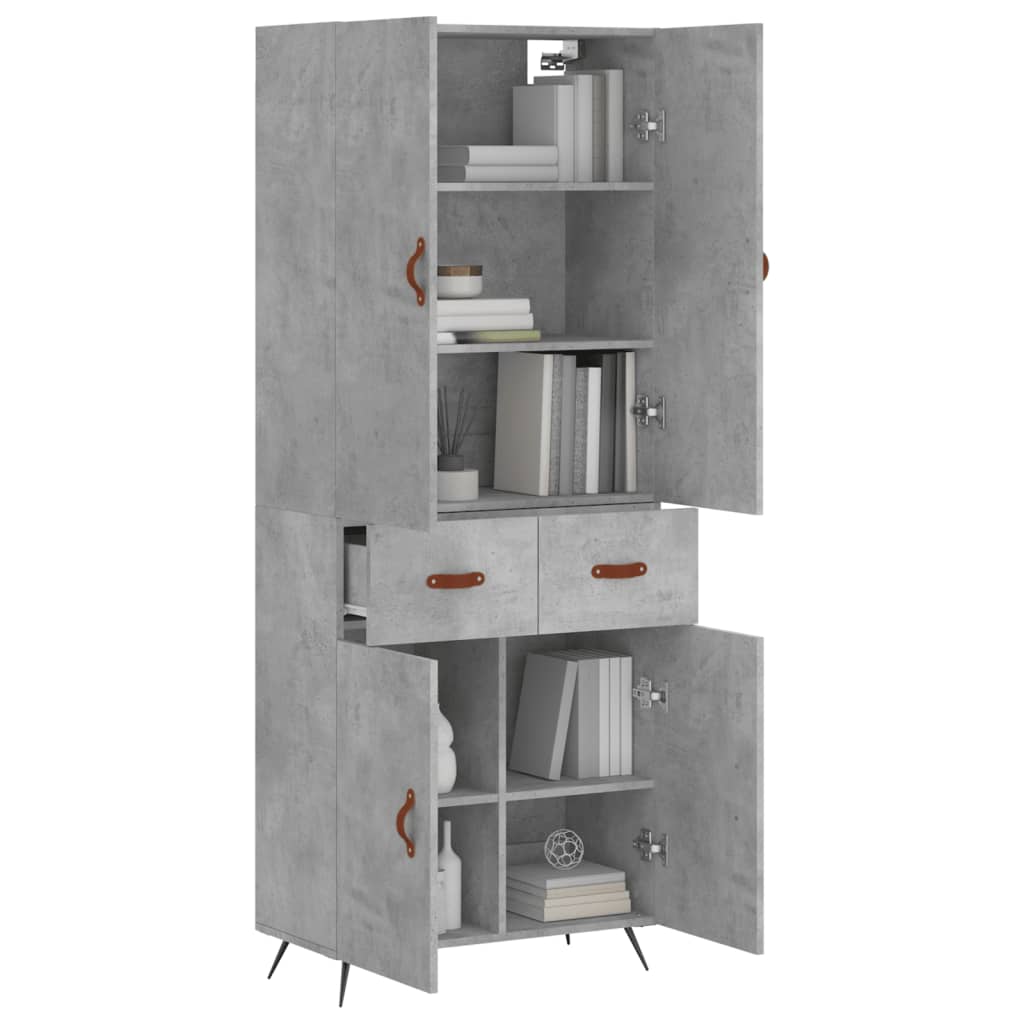 Hoge Kast 69,5X34X180 Cm Bewerkt Hout Betongrijs