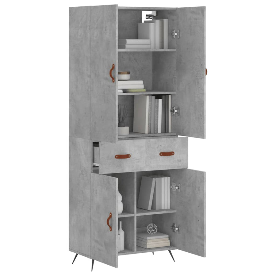 Hoge Kast 69,5X34X180 Cm Bewerkt Hout Betongrijs