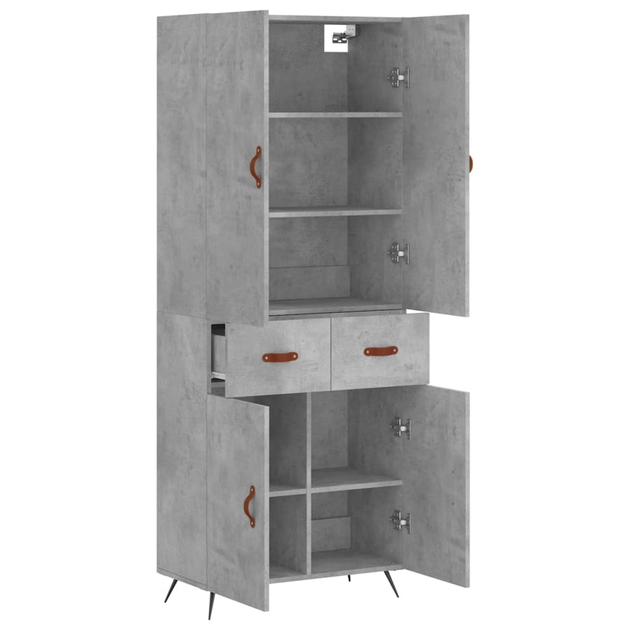 Hoge Kast 69,5X34X180 Cm Bewerkt Hout Betongrijs