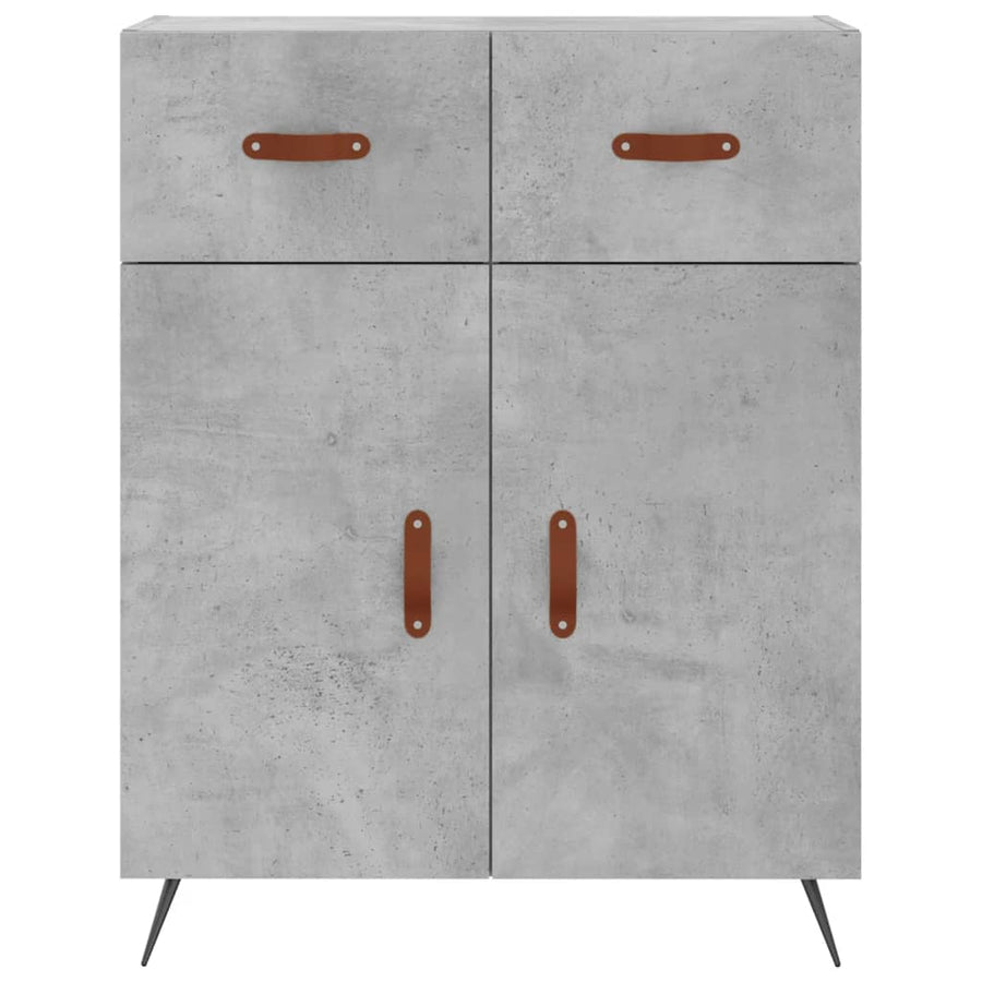 Hoge Kast 69,5X34X180 Cm Bewerkt Hout Betongrijs