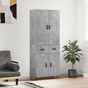 Hoge kast 69,5x34x180 cm bewerkt hout betongrijs