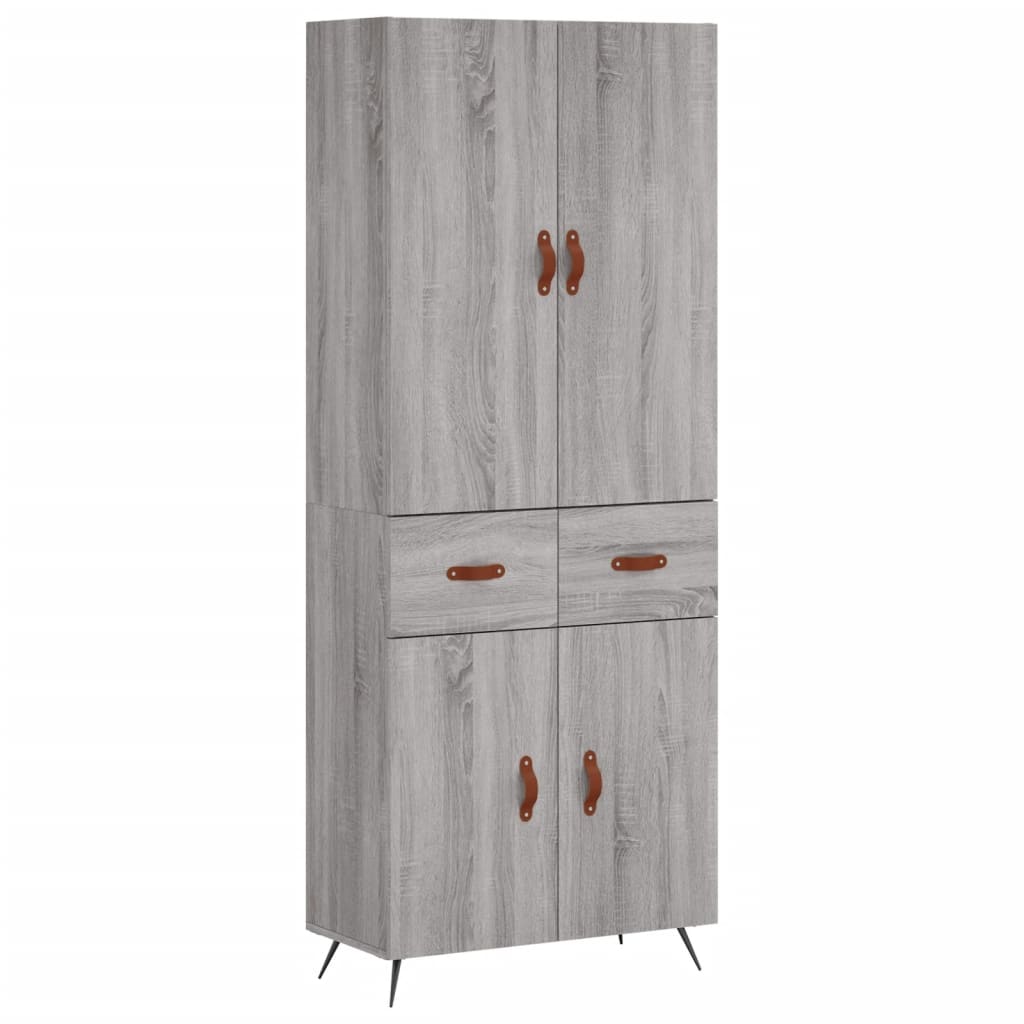 Hoge Kast 69,5X34X180 Cm Bewerkt Hout Eikenkleurig Grijs sonoma