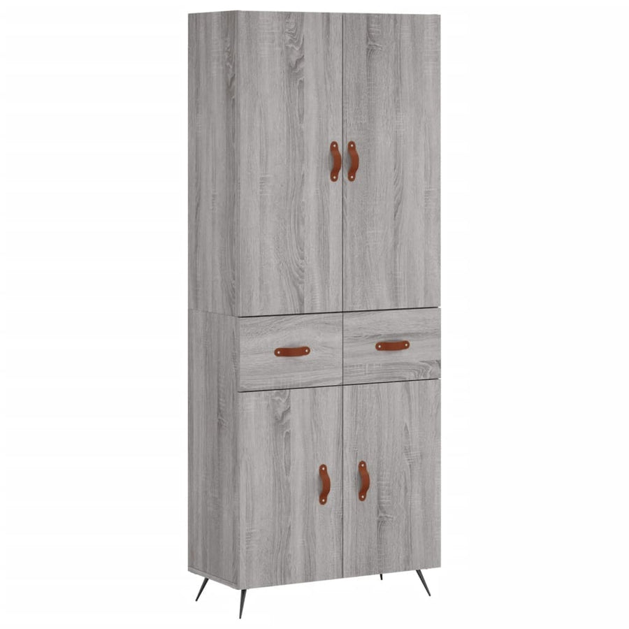 Hoge Kast 69,5X34X180 Cm Bewerkt Hout Eikenkleurig Grijs sonoma